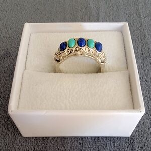 Carolyn Pollack Turquoise and Lapis stone 925 Ring